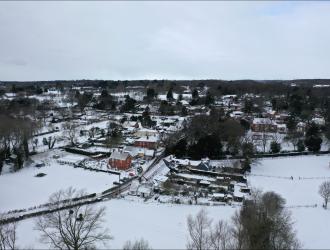 Ufford in the snow 10 aerial image