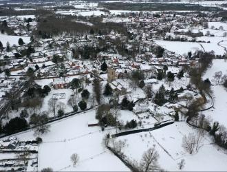 Ufford in the snow 11 aerial image