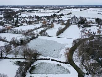 Ufford in the snow 12 aerial image