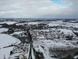 Ufford in the snow 8 aerial image