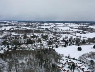 Ufford in the snow 9 aerial image